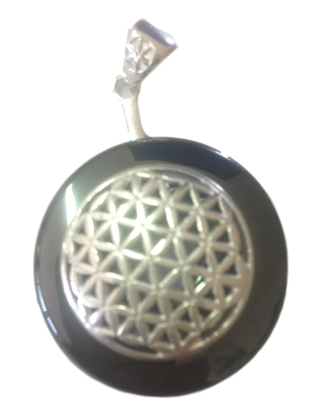 Pendentif Donut en Hématite avec Fleur de Vie - Équilibre et Protection Énergétique