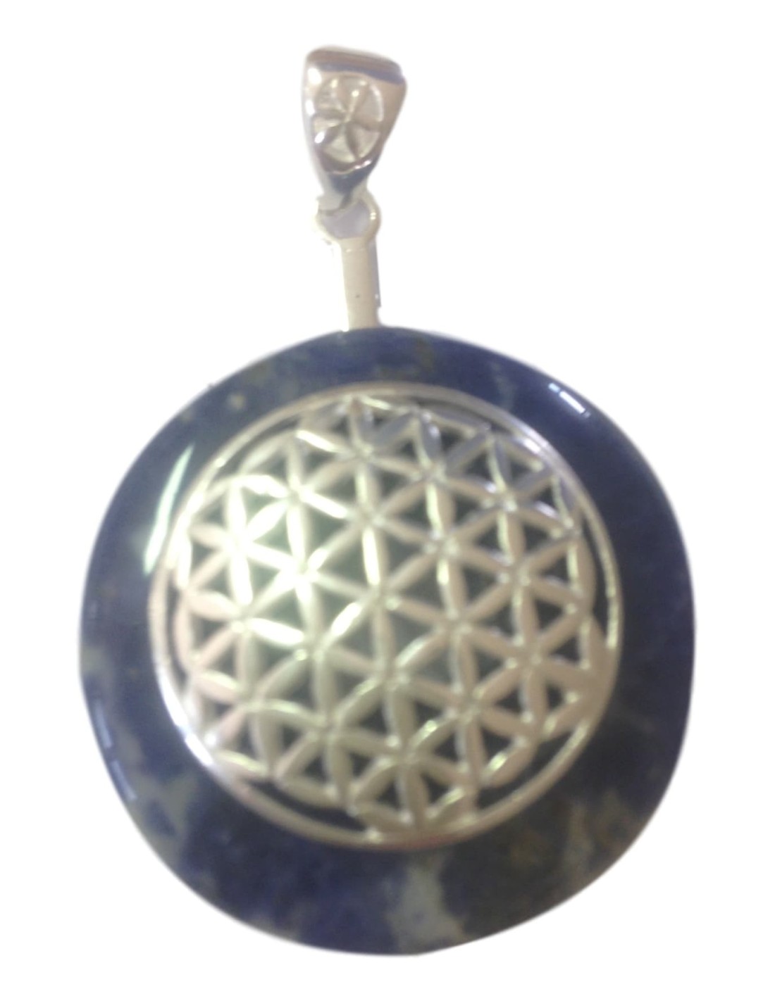 Pendentif Donut avec Fleur de Vie en Sodalite - Harmonie et Équilibre Énergétique