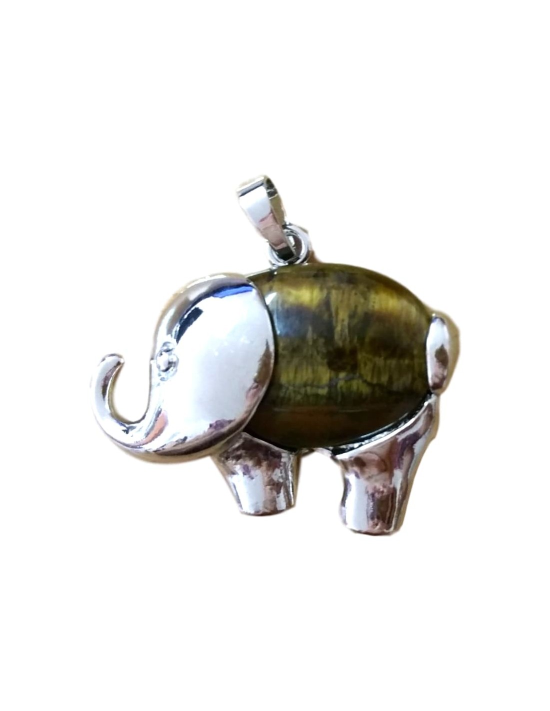 Pendentif éléphant en oeil de tigre - Porte-bonheur et protection énergétique