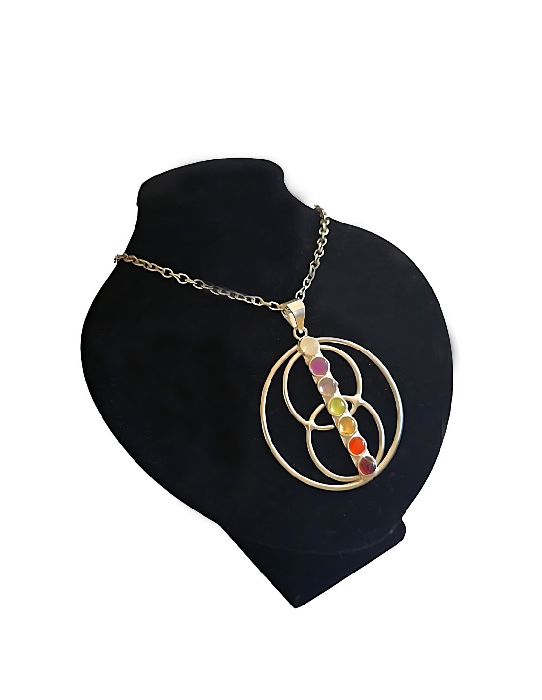 Pendentif Cercles des 7 Chakras en métal argenté