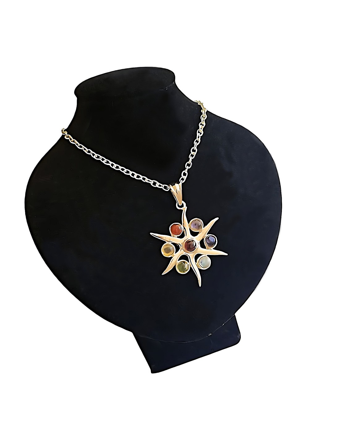 Pendentif Soleil 7 Chakras en métal argenté