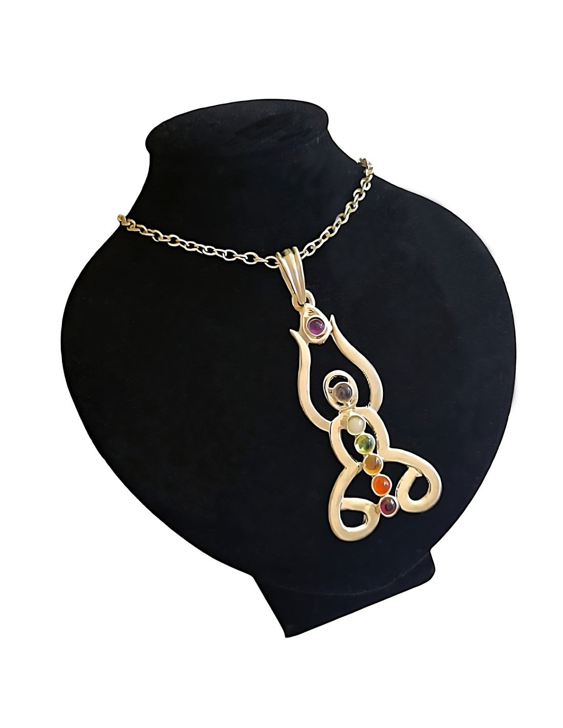 Pendentif 7 Chakras Yogi en métal argenté
