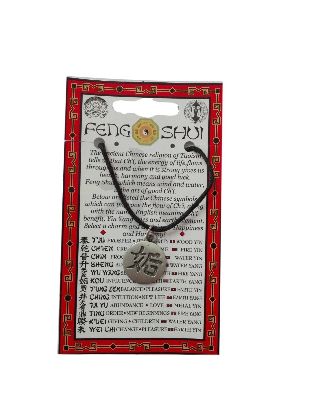 Pendentif Feng Shui avec symbole du KOU pour l'harmonie et la protection énergétique