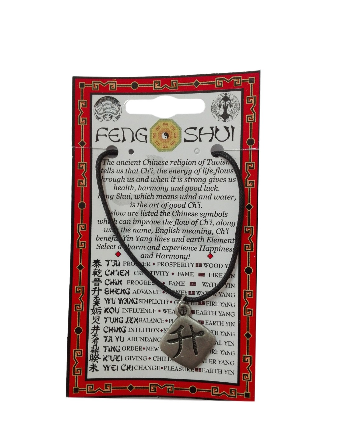 Pendentif Feng Shui avec symbole du SHENG pour l'harmonie et la prospérité
