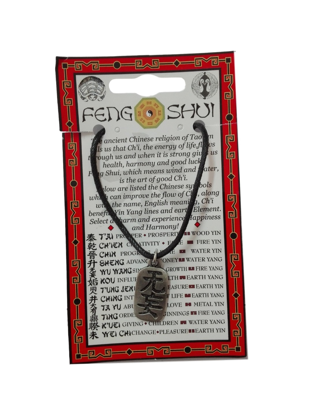 Pendentif Feng Shui avec symbole du Wu Wang pour équilibre et protection énergétique