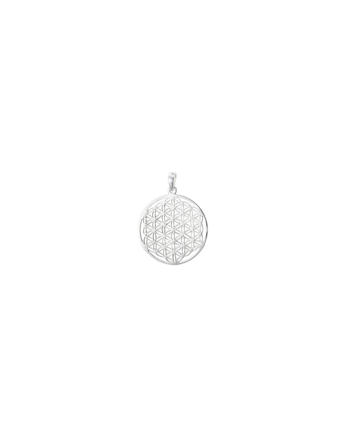 Pendentif Fleur de vie métal argenté 30 mm - Énergie positive et protection spirituelle