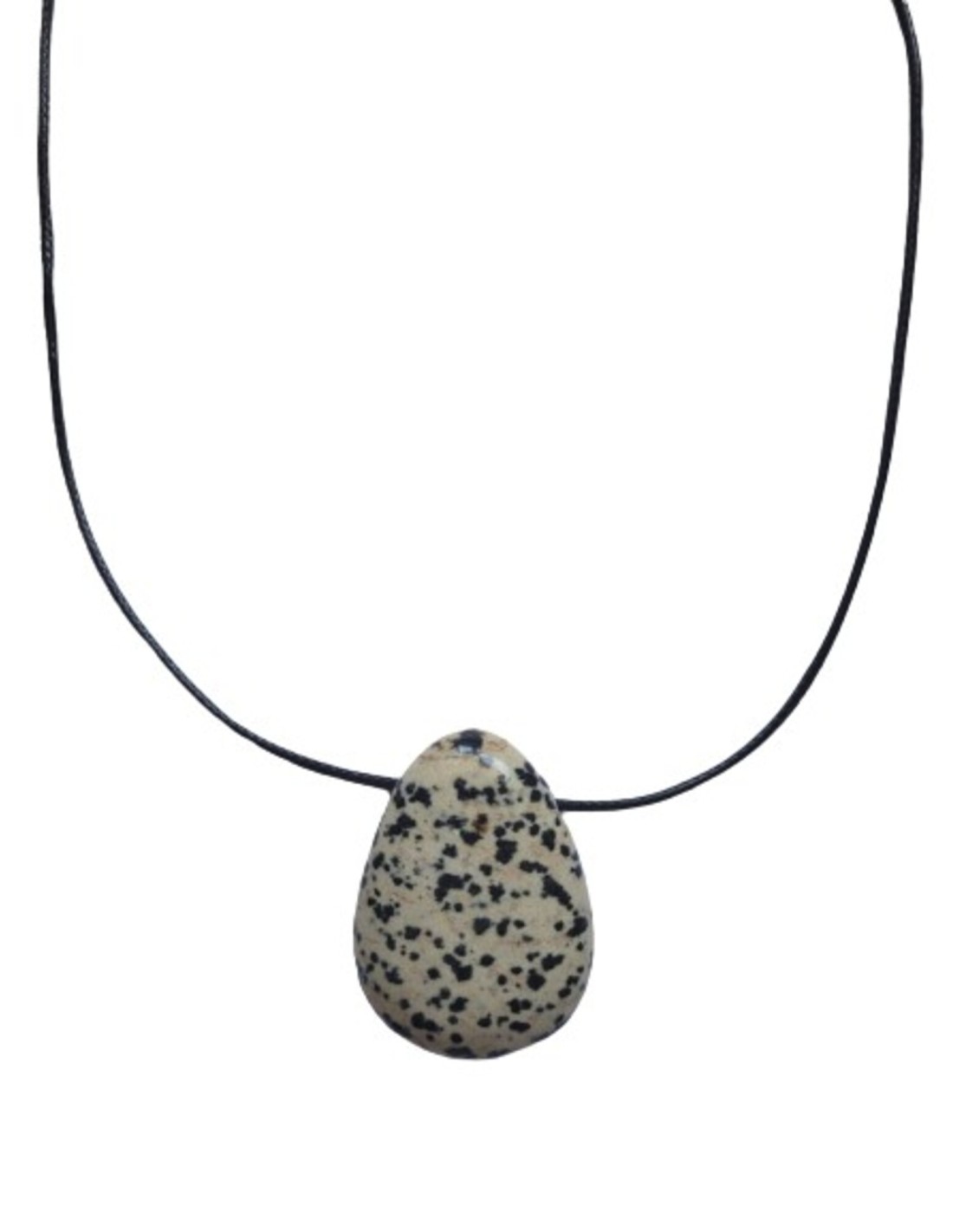 Pendentif percé XL en jaspe dalmatien - Pierre de protection et d'ancrage