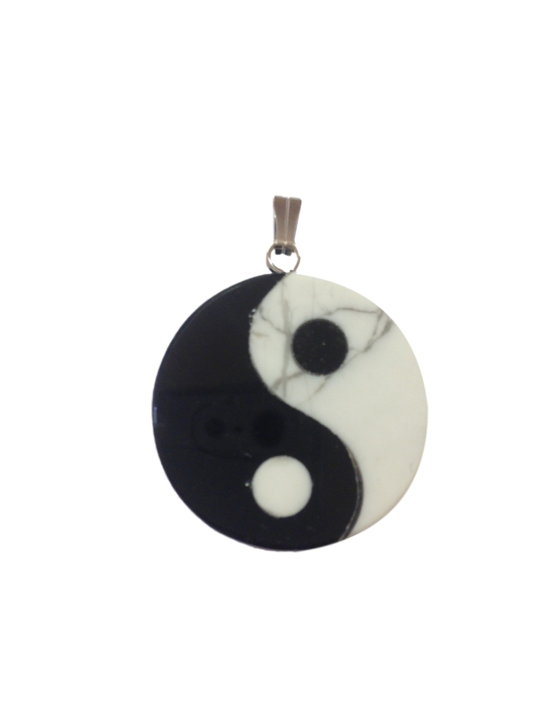 Pendentif Tao en howlite et obsidienne - Harmonie et protection spirituelle