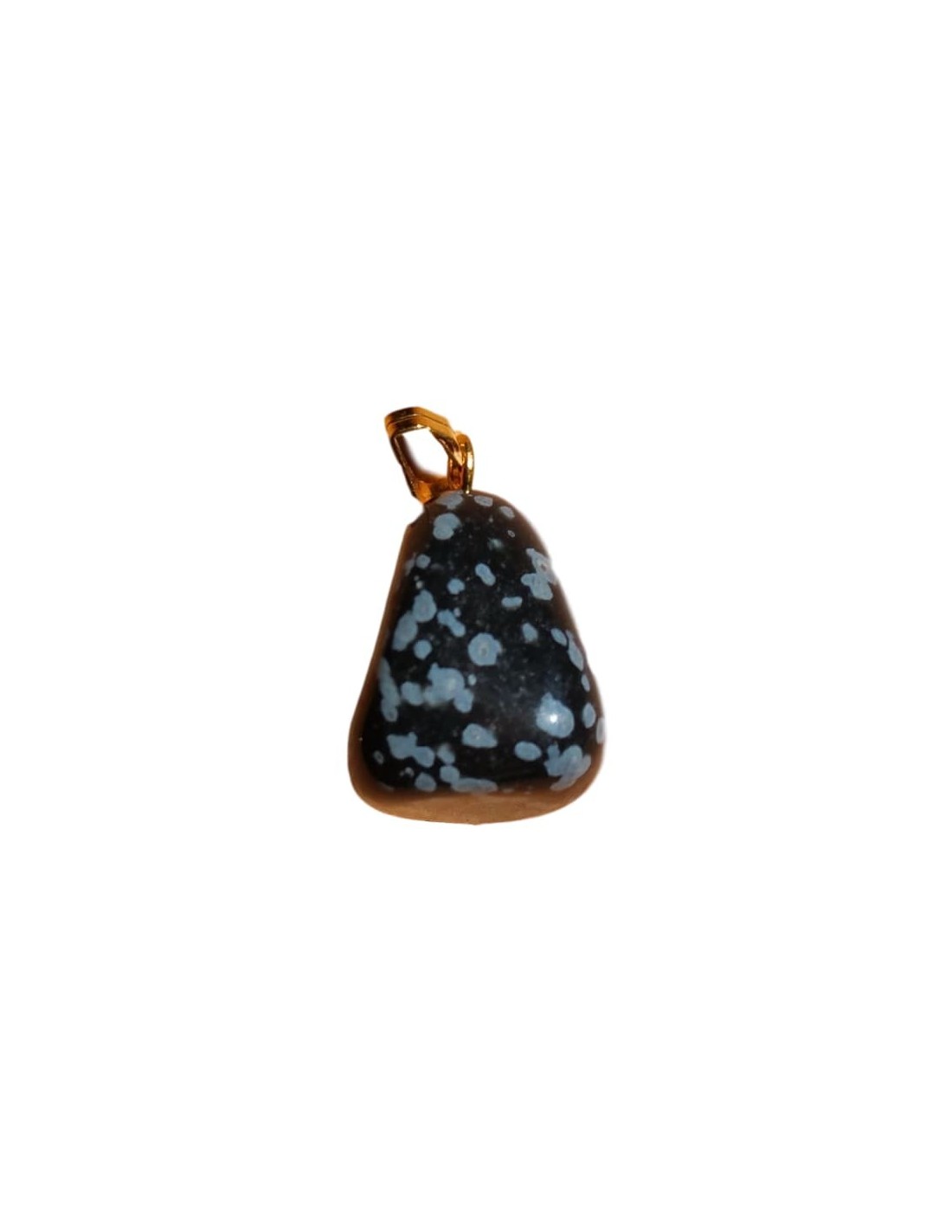 Pendentif triface belière en Obsidienne neige - Élégance et protection pour tous les jours