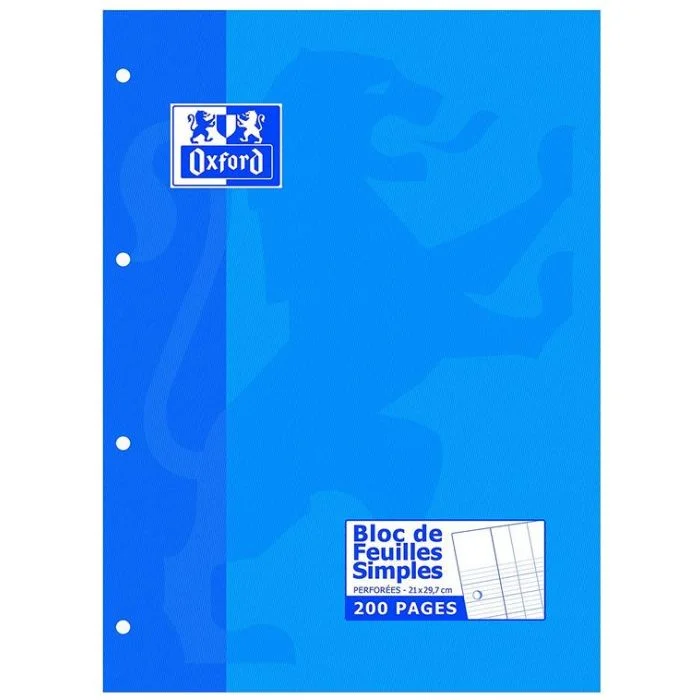 Feuilles mobiles Grands carreaux - 200 pages - 210 x 297 mm OXFORD