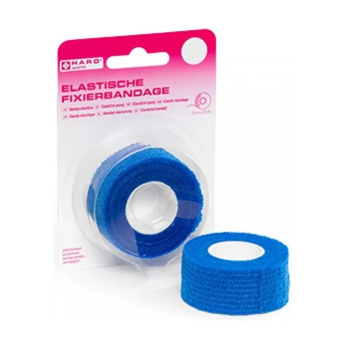 Bande adhésive élastique de fixation - 25 mm x 2,5 m - Bleu HARO