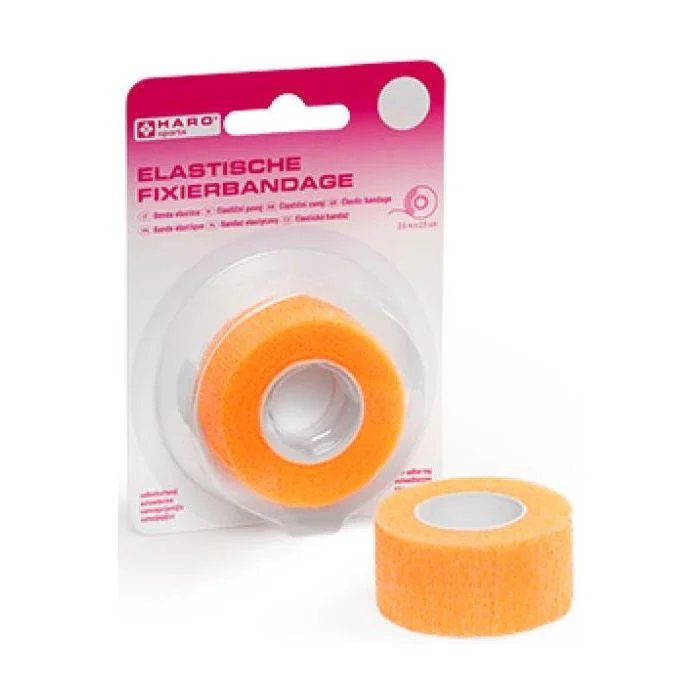 Bande adhésive élastique de fixation - 25 mm x 2,5 m - Orange HARO