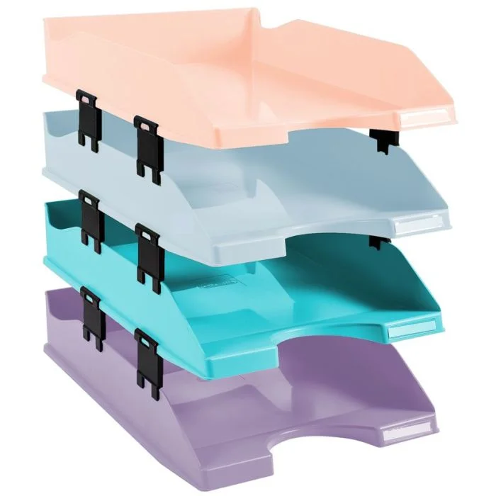 Set de 4 Corbeilles à courrier Combo Midi - Assortiment EXACOMPTA Aquarel