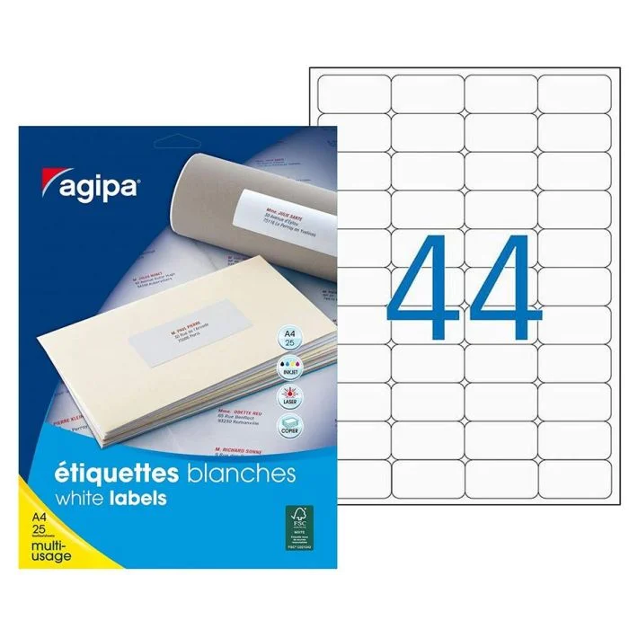 Etiquettes adhésives 50 x 25 mm AGIPA 119603 Lot de 1100