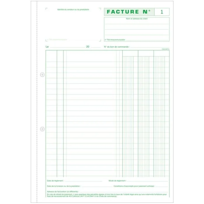 Carnet de FACTURE sans TVA autocopiant Dupli - 297 x 210 mm EXACOMPTA 13287E