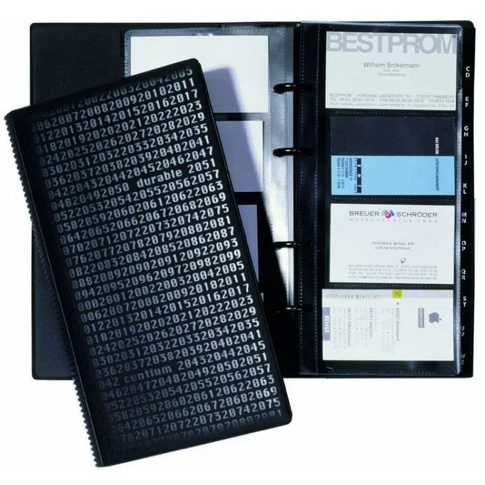 Classeur à anneaux 200 cartes de Visite - PVC noir DURABLE Visifix Centium