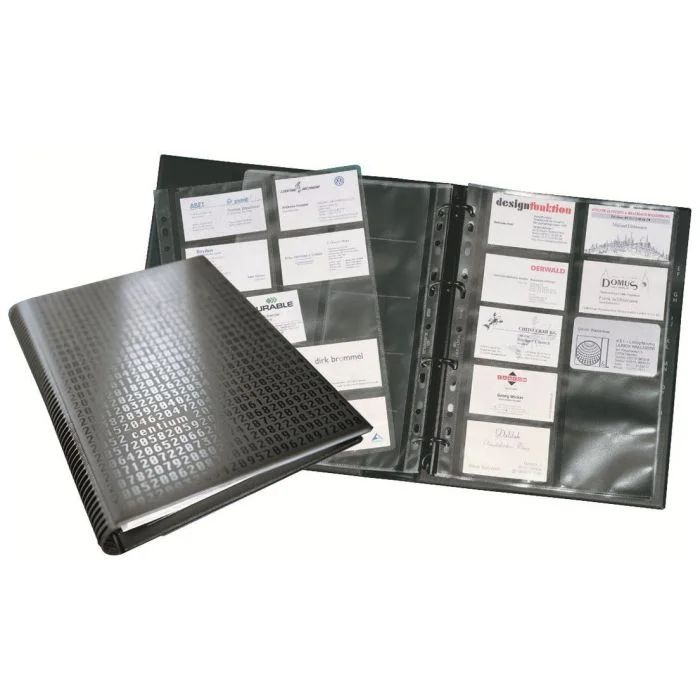 Classeur à anneaux 400 cartes de Visite - PVC noir DURABLE Visifix Centium
