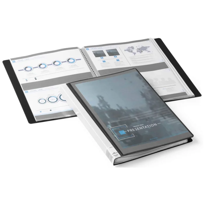 Protège-Documents A4 Personnalisable de 80 Vues - Noir DURABLE Duralook Plus