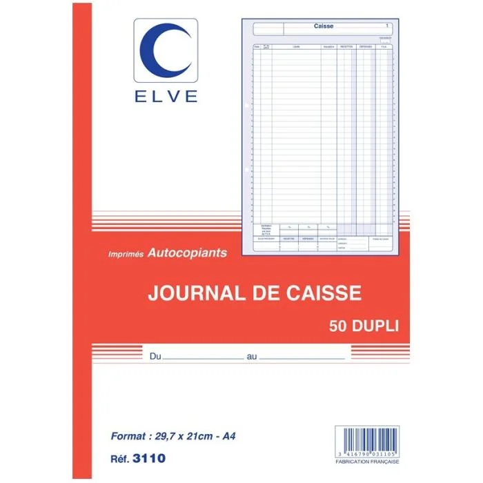CAISSE (JOURNAL) Carnet autocopiant Dupli - 297 x 210 mm ELVE