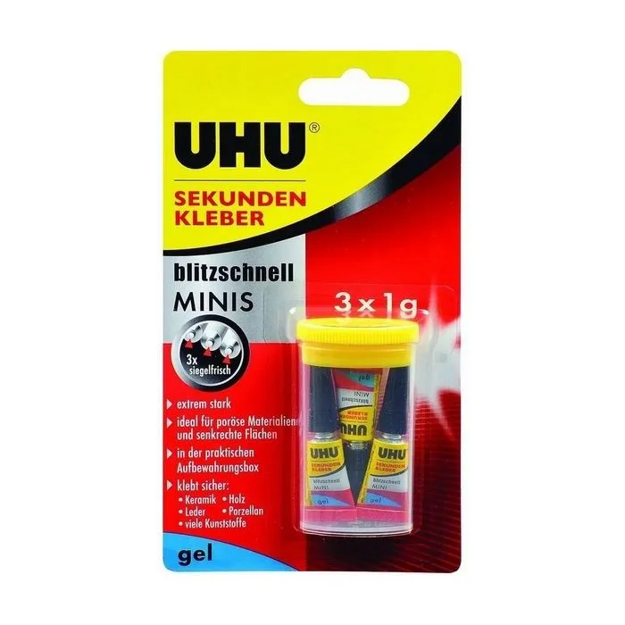Colle universelle Gel - 1 g UHU Minis Gel Lot de 3