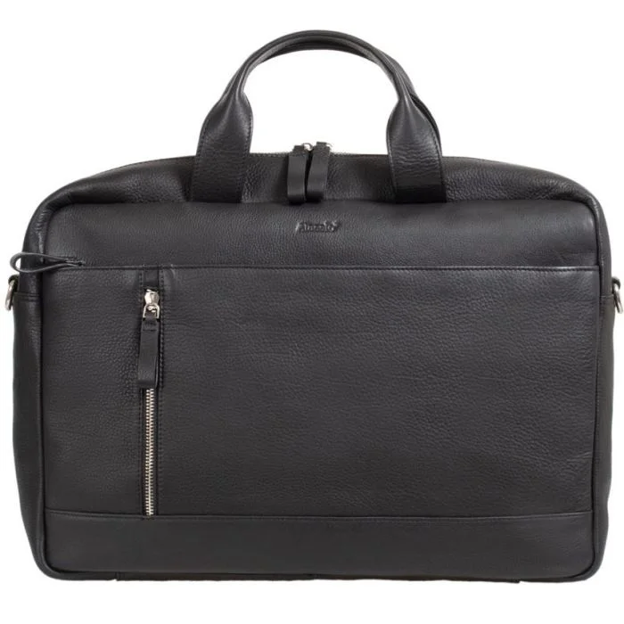 Sacoche pour Ordinateur 15 pouces - Cuir Noir ALASSIO Tiber