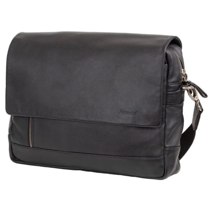 Sacoche pour Ordinateur 14 pouces - Cuir Noir ALASSIO Oro