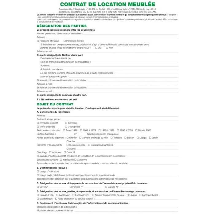 Contrat de Location - Locaux meublés EXACOMPTA