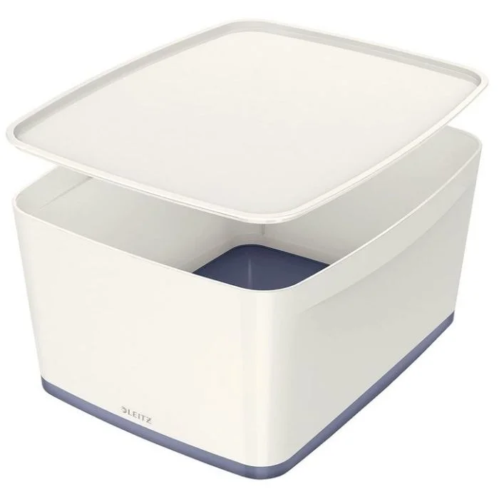 Boîte de rangement WOW avec couvercle - 18 litres - Blanc / Gris LEITZ My Box