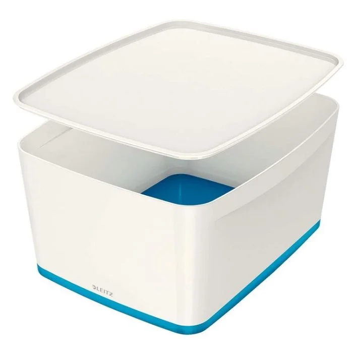 Boîte de rangement WOW avec couvercle - 18 litres - Blanc / Bleu LEITZ My Box