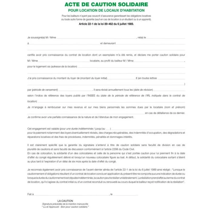Engagement de caution immobilière EXACOMPTA 52E
