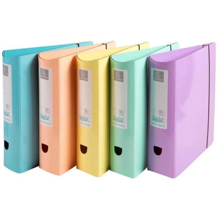 Classeur à levier pour A4 - Dos Rond 80 mm - Assortiment EXACOMPTA Aquarel