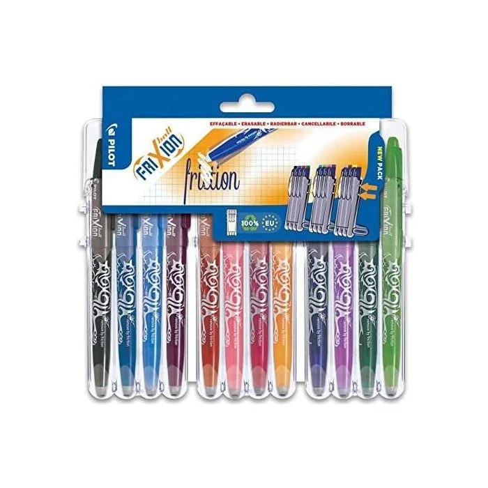 12 Stylos roller à encre effaçable - Assortiment PILOT Frixion Ball 07 Set2Go