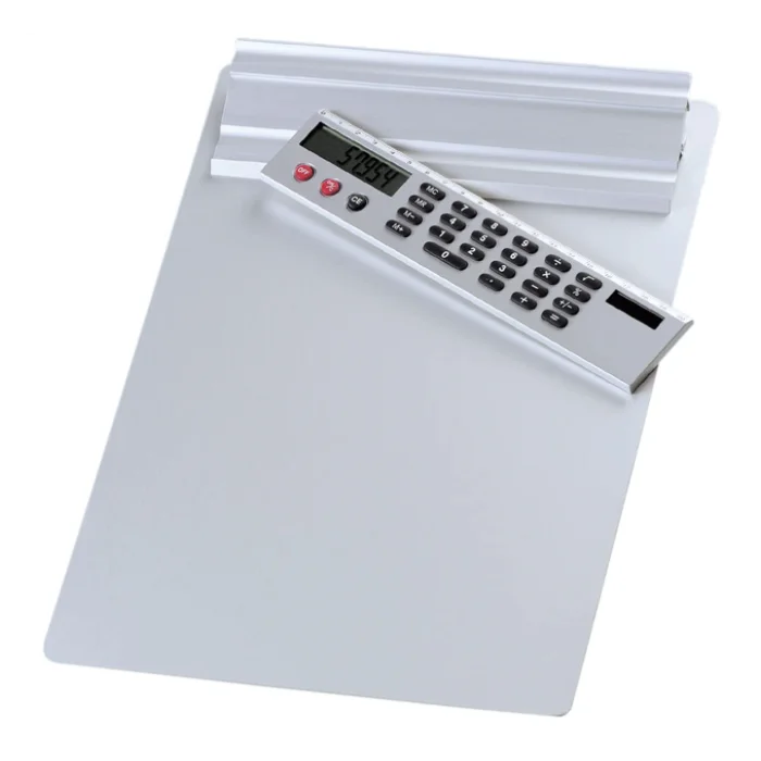 Porte Bloc A4 avec calculatrice - Aluminium WEDO