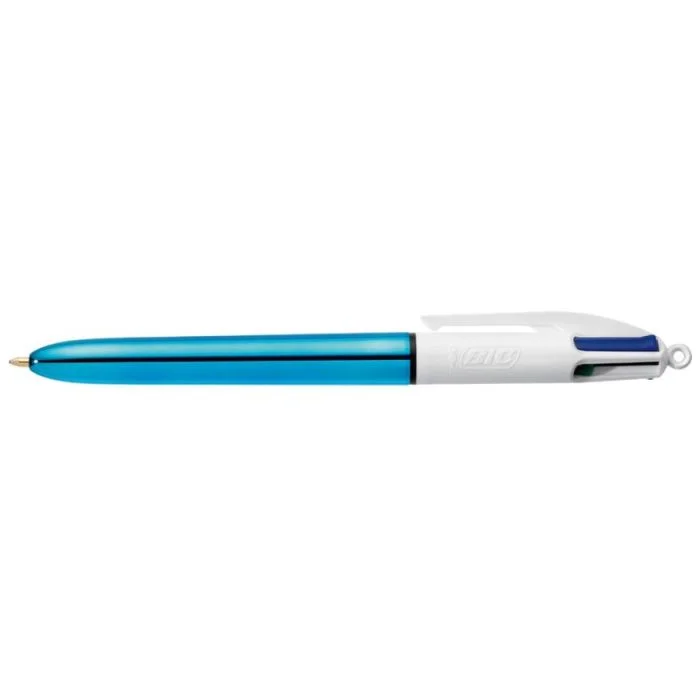 Stylo 4 couleurs à bille rétractable - Bleu BIC Shine