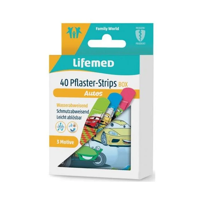 Pansements pour Enfant - 60 x 17 mm - Voitures LIFEMED Lot de 40