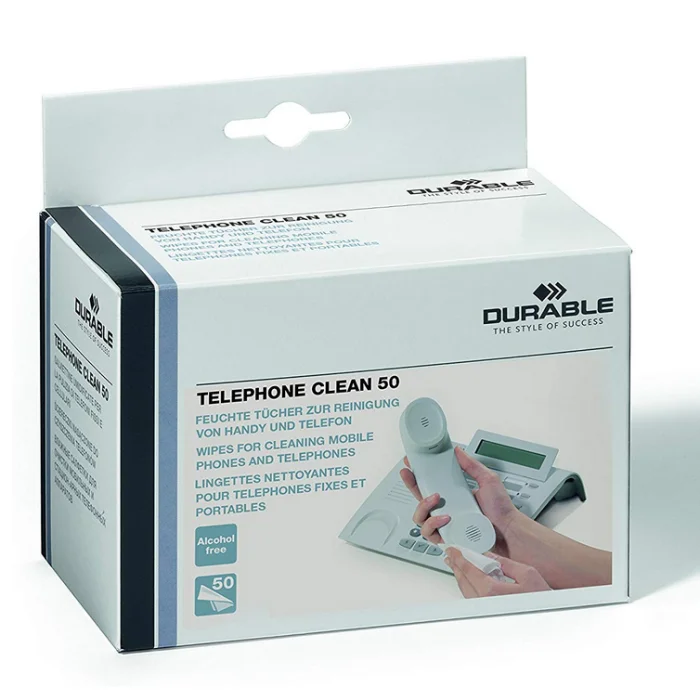 Lot de 50 Lingettes nettoyantes pour téléphone DURABLE Téléphone Clean 50