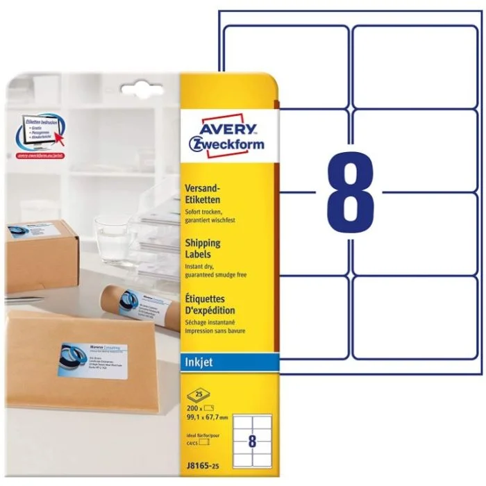 Étiquettes d'expédition - 99,1 x 67,7 mm - Jet d'encre - Blanc AVERY Lot de 200