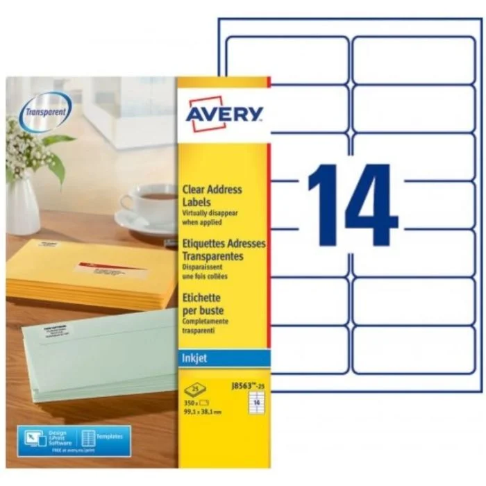 Étiquettes - 99,1 x 38,1 mm - Jet d'encre - Transparent AVERY Lot de 350