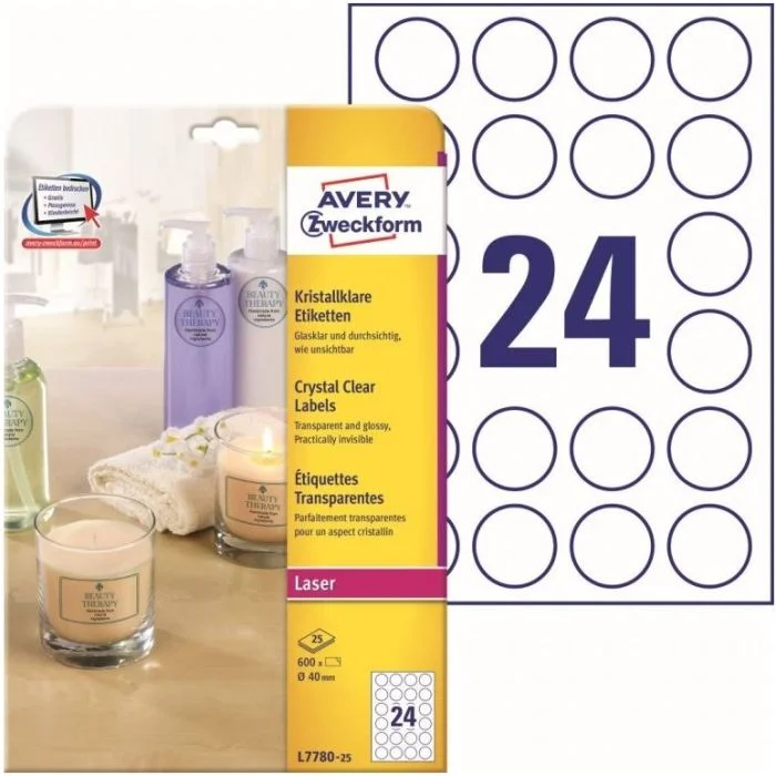 Étiquettes adhésives résistantes - Diamètre de 30 mm - Transparent AVERY Lot de 600
