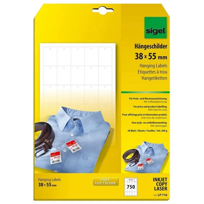 Etiquettes à trous - 38 x 55 mm SIGEL Lot de 750