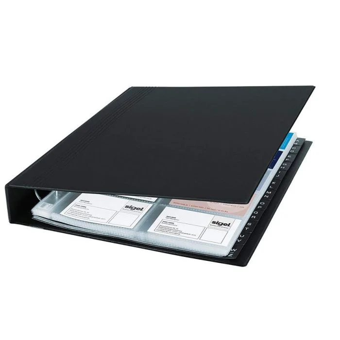 Classeur à anneaux pour 400 cartes - 2 rangées SIGEL