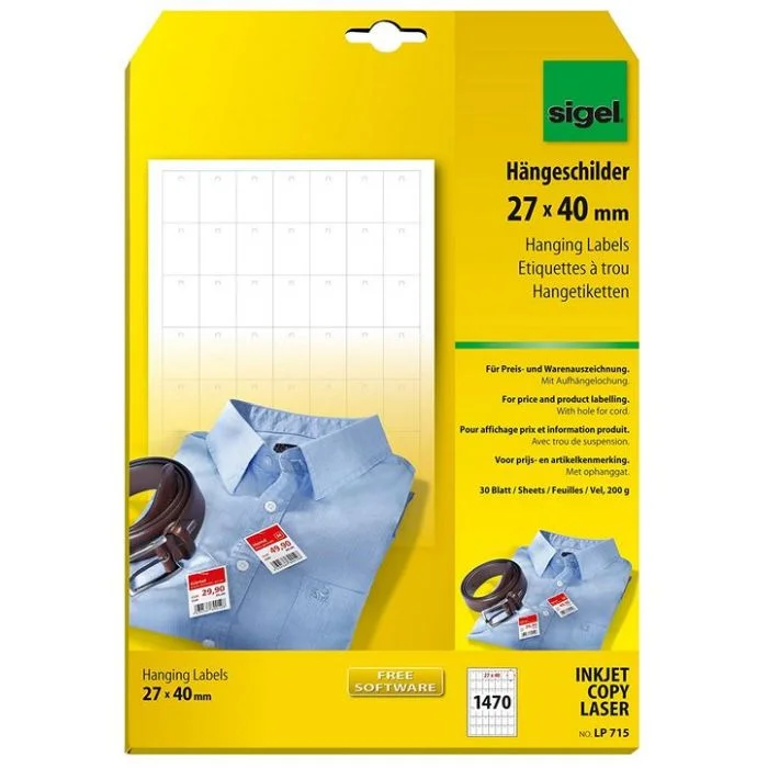 Etiquettes à trous blanches - 27 x 40 mm SIGEL Lot de 1470