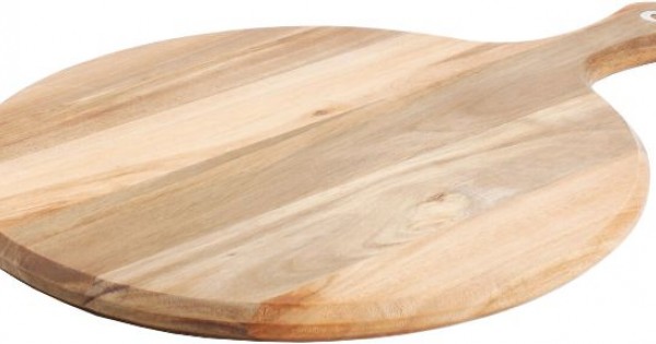 Assiette en bois d'acacia, planche ronde 40 x 33 cm (x 1)