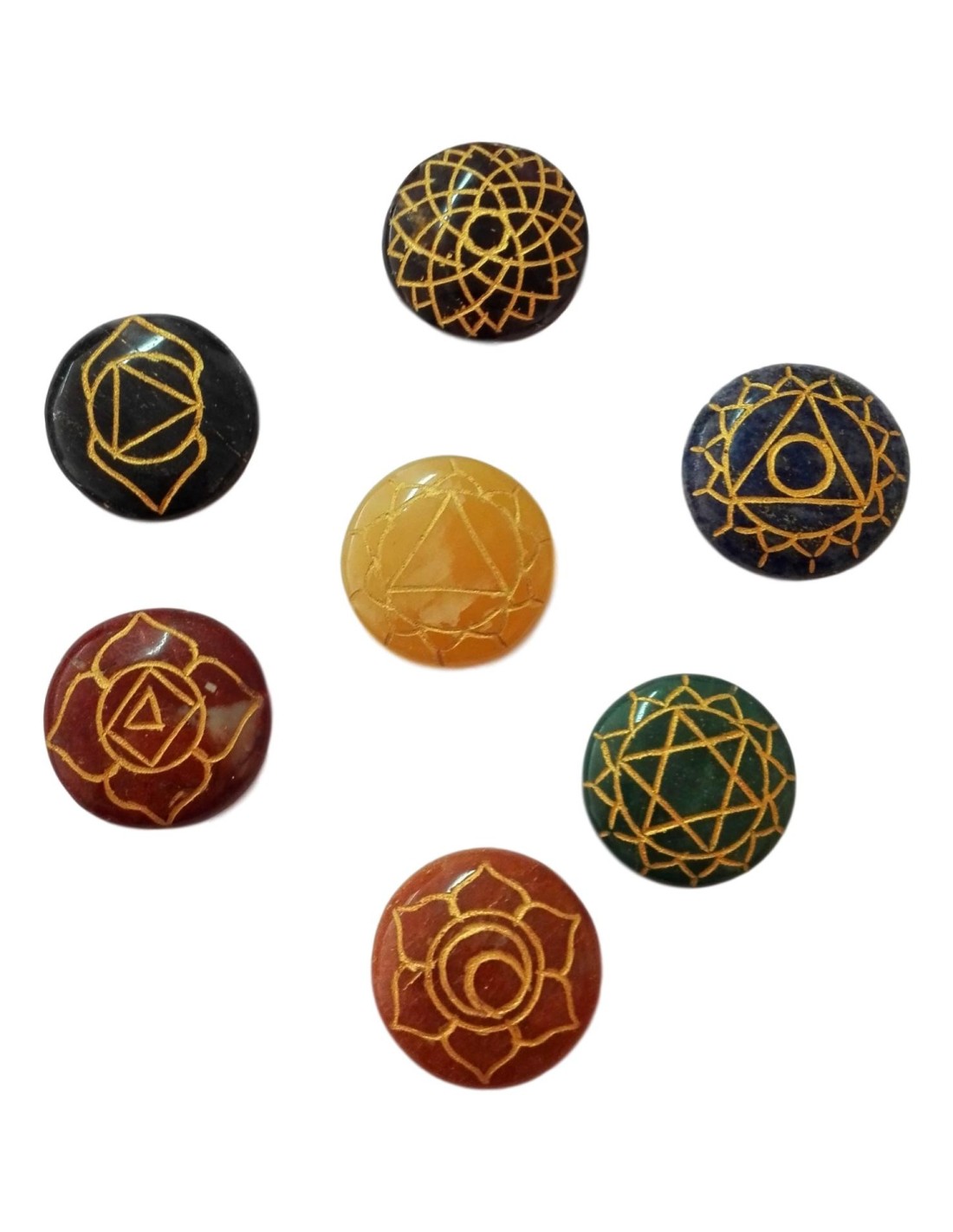 Pochette des 7 chakras palets rond - Équilibre et harmonie spirituelle - Boutique ésotérique en ligne