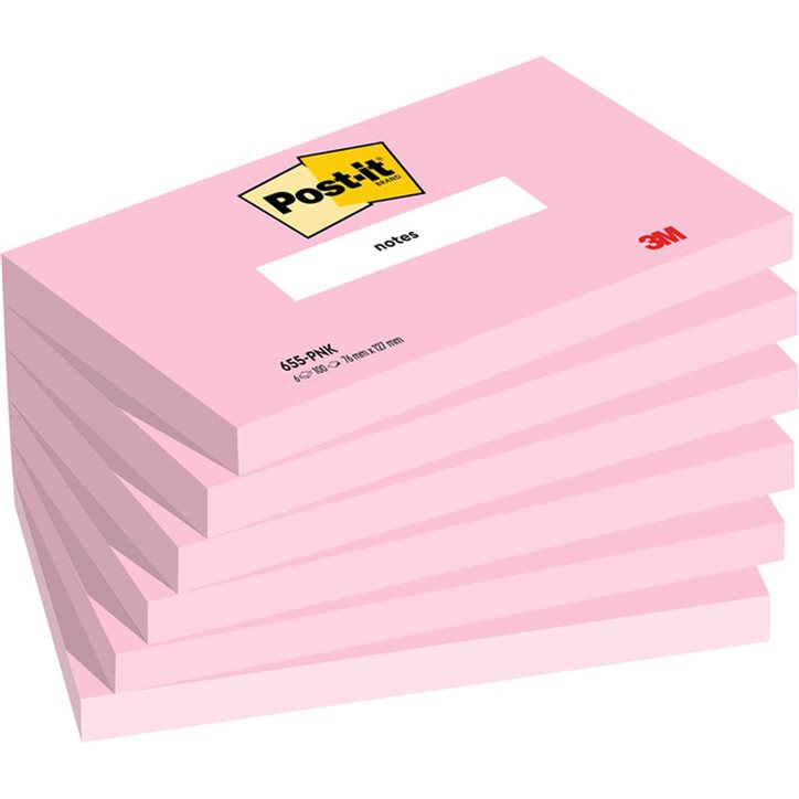 Bloc notes post it super sticky rose flamingo 76x127mm 6 blocs 100 feuilles