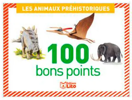 Bon point éditions lito animaux préhistoriques texte pédagogique au verso 61x82mm - boîte de 100