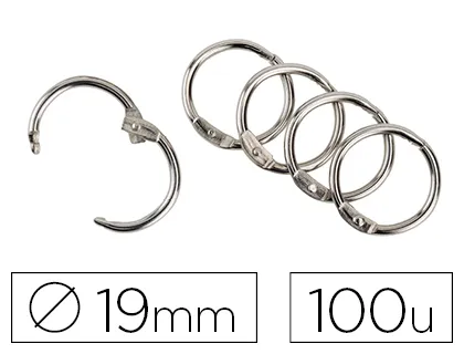 Anneau articulé Q-Connect pour reliure acier nickelé diamètre 19mm boîte de 100