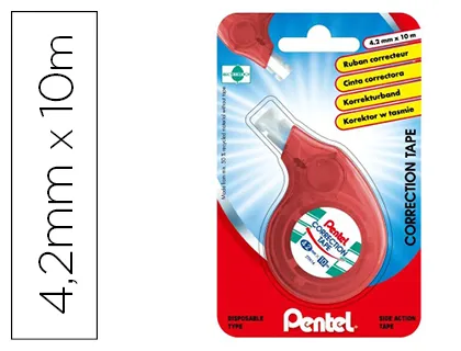 Correcteur pentel compact ruban 4.2mmx10m application latérale niveau bande de correction visible