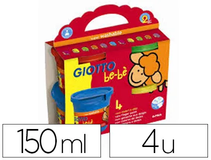 Gouache doigt giotto be-bè coloris brillants assortis base eau pot 150ml set 4 unités