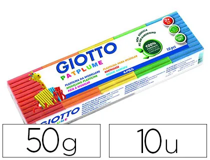 Pâte à modeler giotto patplume végétale lavable coloris assortis 10 pains 50g